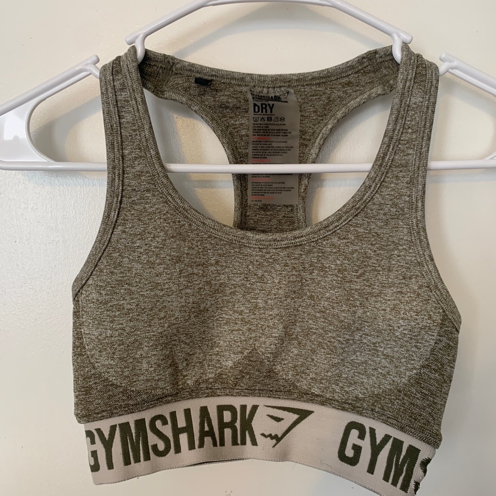Gym shark flex khaki sports bra